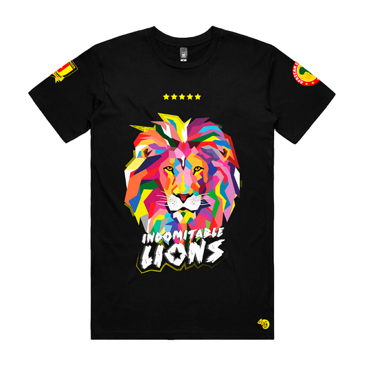 INDOMITABLE LIONS UNISEX FANS SPORT BLACK TSHIRT