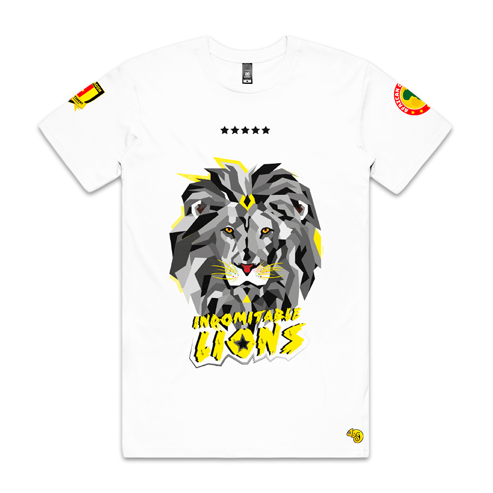 INDOMITABLE LIONS UNISEX FANS SPORT WHITE TSHIRT
