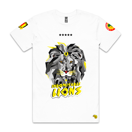 INDOMITABLE LIONS UNISEX FANS SPORT WHITE TSHIRT