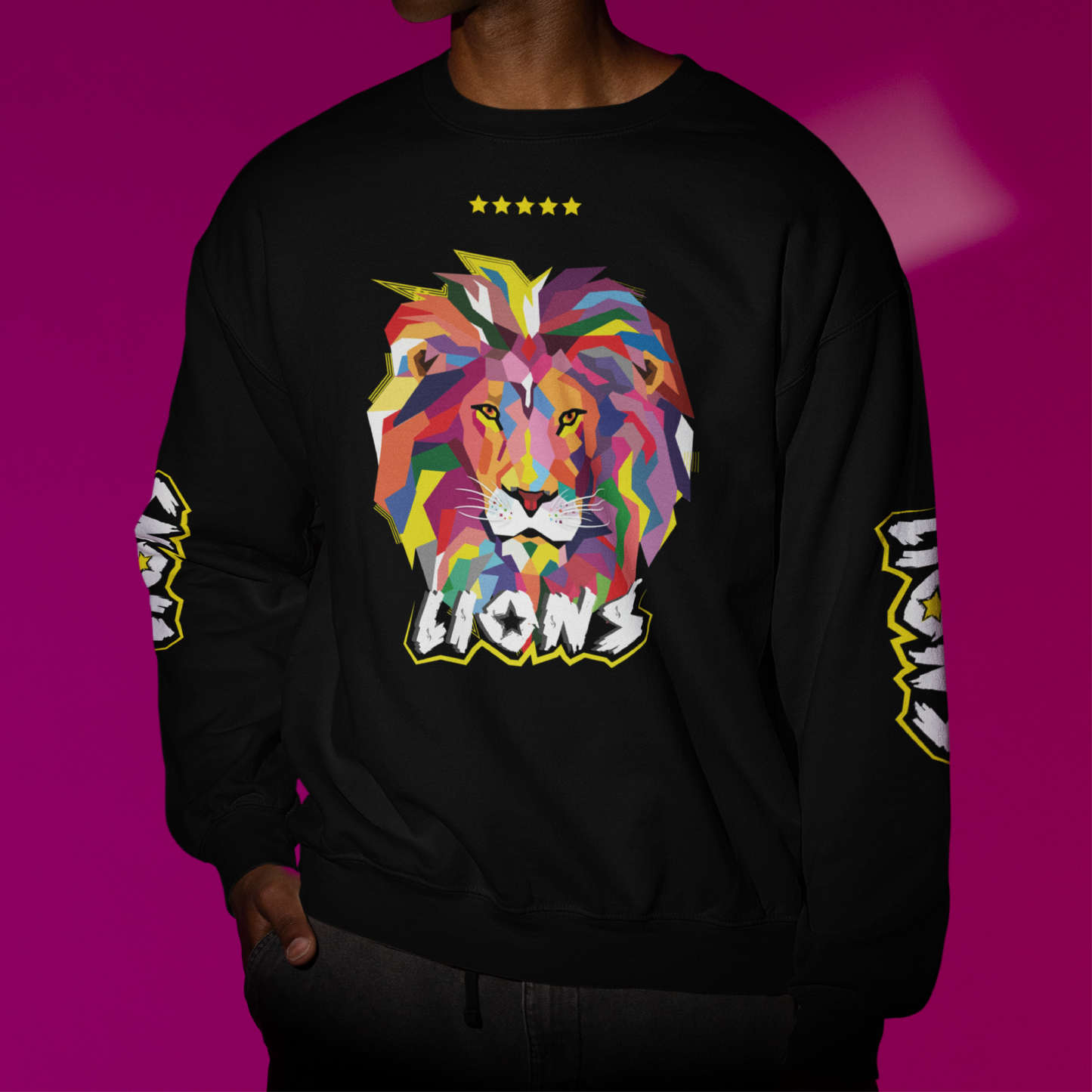 LIONS Unisex Black Crewneck Sweatshirt