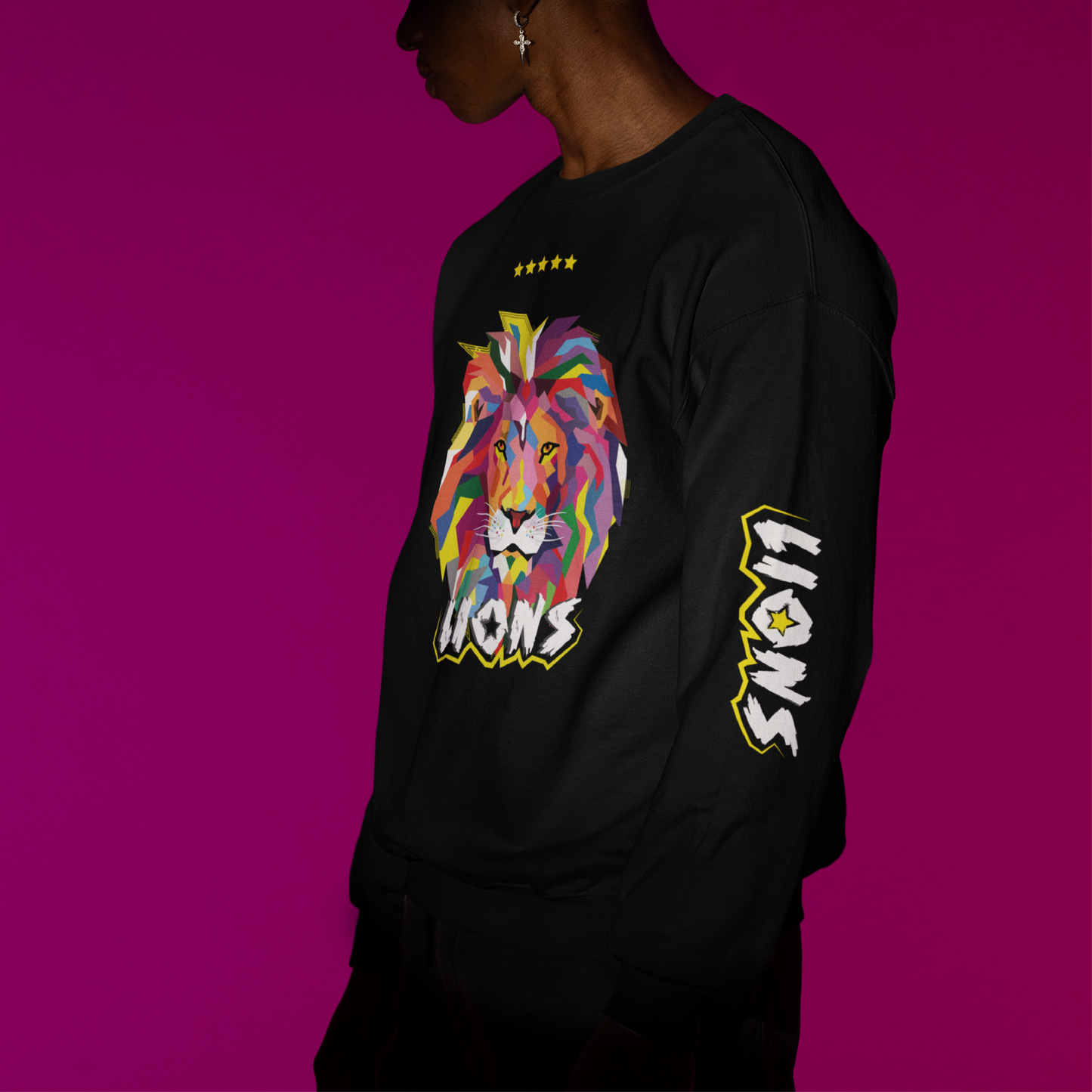 LIONS Unisex Black Crewneck Sweatshirt
