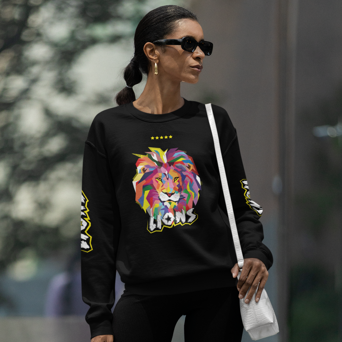 LIONS Unisex Black Crewneck Sweatshirt