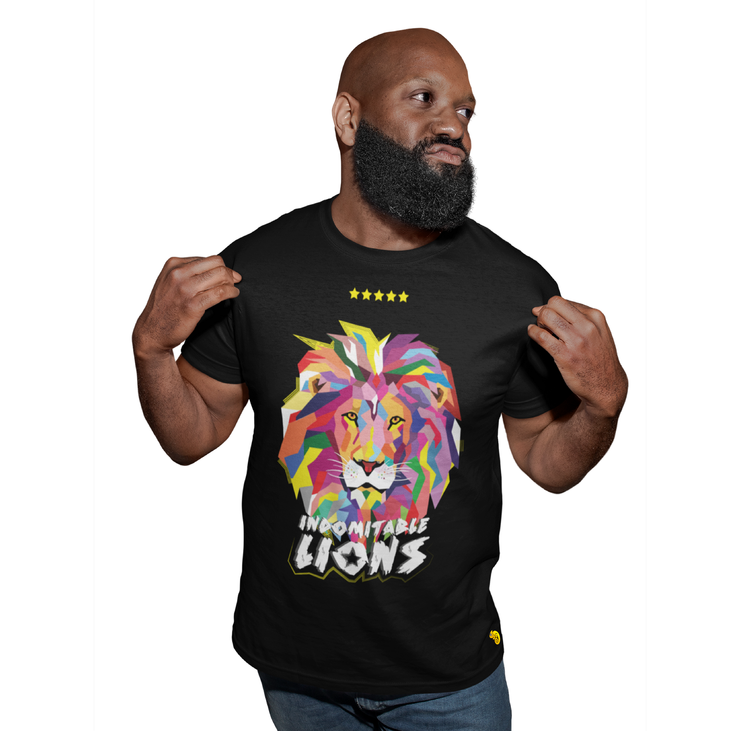 INDOMITABLE LIONS UNISEX FANS SPORT BLACK TSHIRT