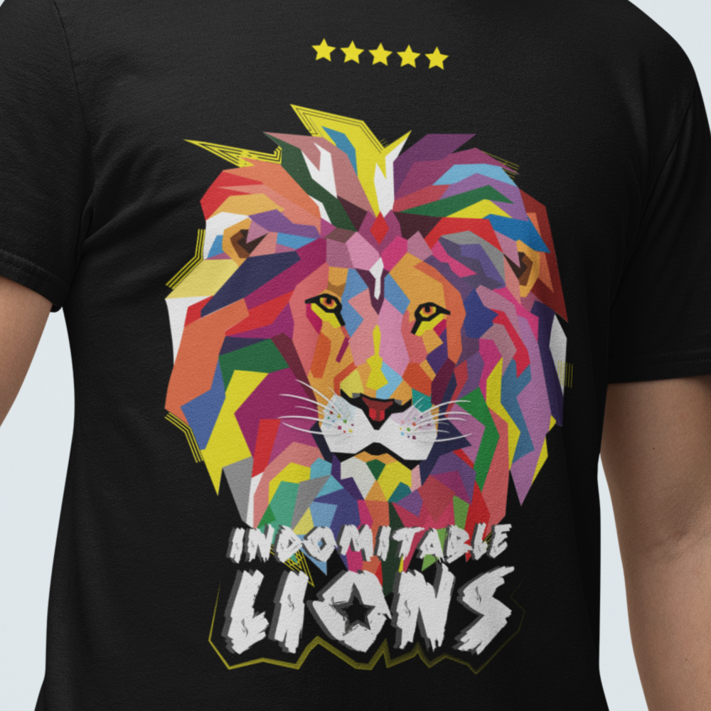 INDOMITABLE LIONS UNISEX FANS SPORT BLACK TSHIRT